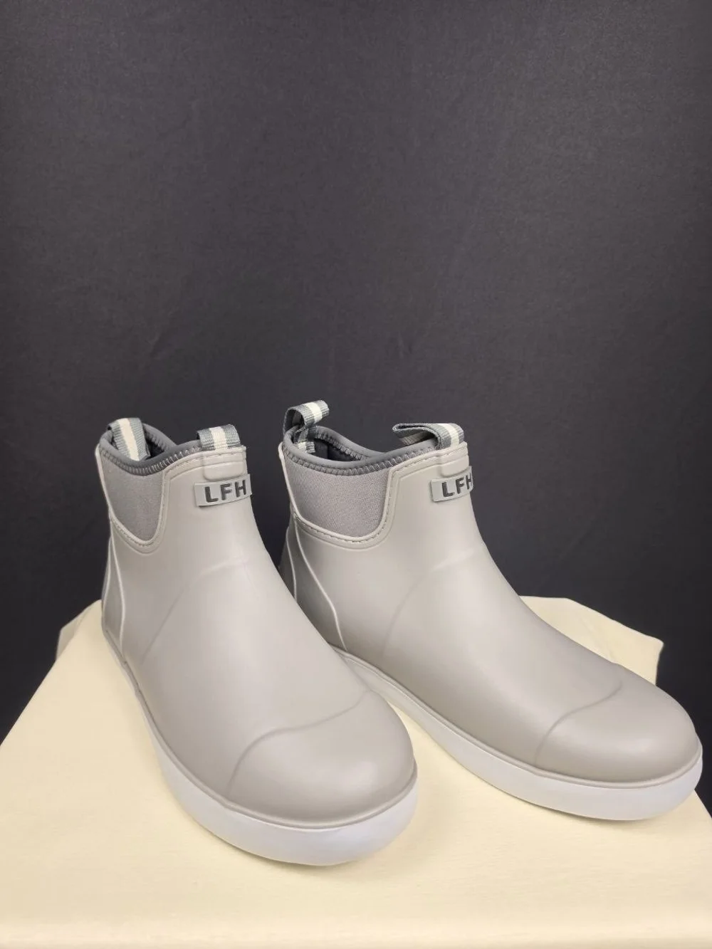 LF Men’s Slip-On Waterproof Rain Boots — Light Gray